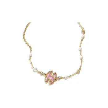 CHANEL Metal, Resin, Artificial Pearl, Rhinestone, Crystal Necklaces Women's Gold