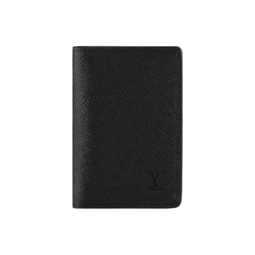 LOUIS VUITTON Tajia Cow Leather Card Holder Wallet Men's Black