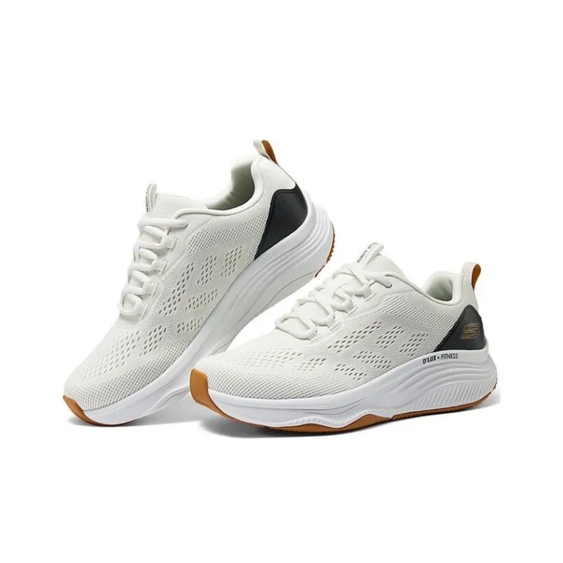 Skechers Cushioning Breathable Low Top Running Shoes Men's White Black-3