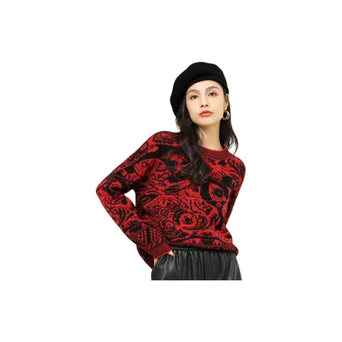 Vidolas Cashmere Sweaters Women's Elegant Poetic Red