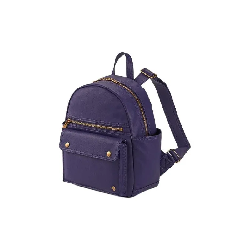 PORTER Linen With PU And Leather Patchwork Backpack Unisex Smoke Purple-1