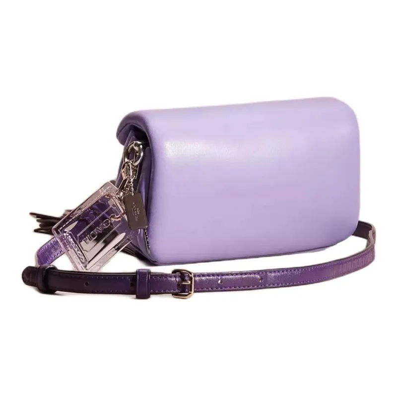 COACH Pillow Nappa Leather Portable Crossbody Bag Shoulder Bag Small Size Women's Silver & Light Purple-1