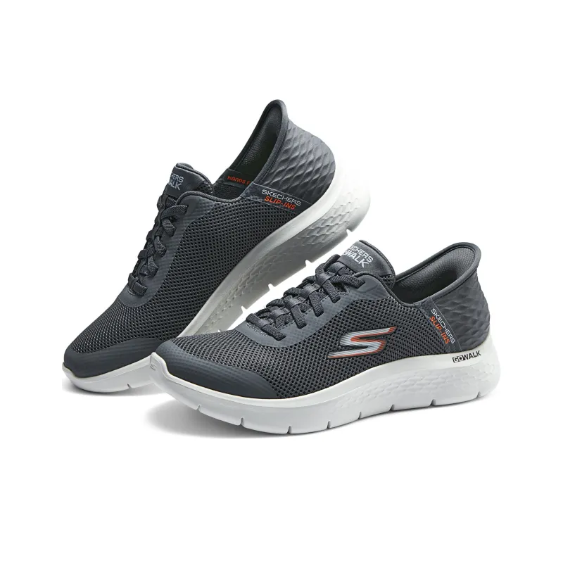 Skechers Go Walk Flex Casual Shoes Men Low Top Gray/Black/White/Orange-3