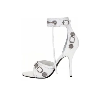 Balenciaga Cagole 110mm Sandals 'White Arena Lambskin' Women's