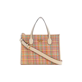GUESS Straw Shoulder Bag Crossbody Bag Handbag Mini Women's White & Multicolor