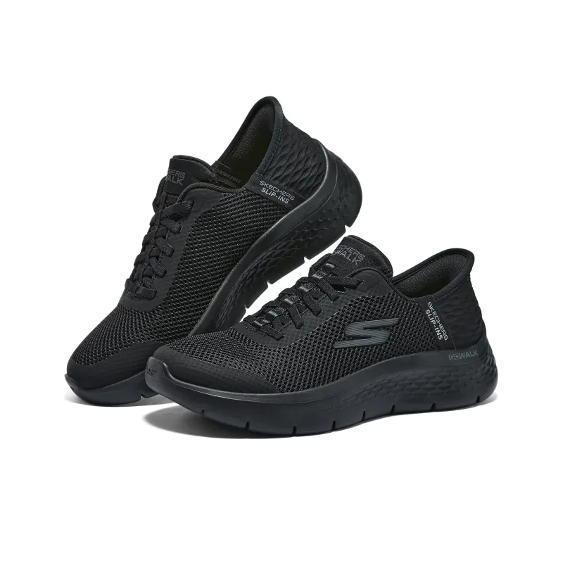Skechers Go Walk Fle Anti Slip Wear Resistant Mid Top Running Shoes Women's Black-3