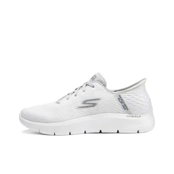 Skechers Go Walk Fle Hands Free Slip Ins Shock Absorbers Low Top Casual Shoes Men's White Gray