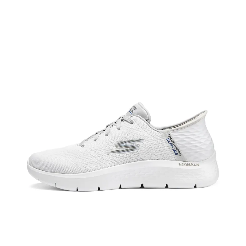 Skechers Go Walk Fle Hands Free Slip Ins Shock Absorbers Low Top Casual Shoes Men's White Gray-0