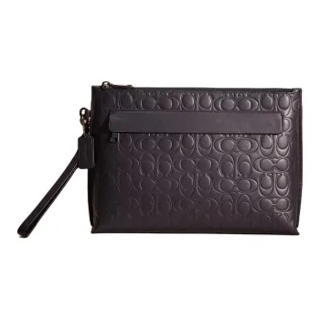 COACH Signature Calfskin Clutch Large Size Women's Midnight Black