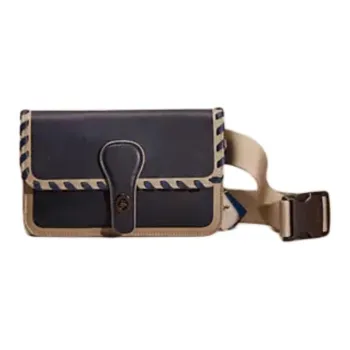 COACH Turnlock Glove Tanning Fanny Pack Women's Midnight Navy Matte Black Copper
