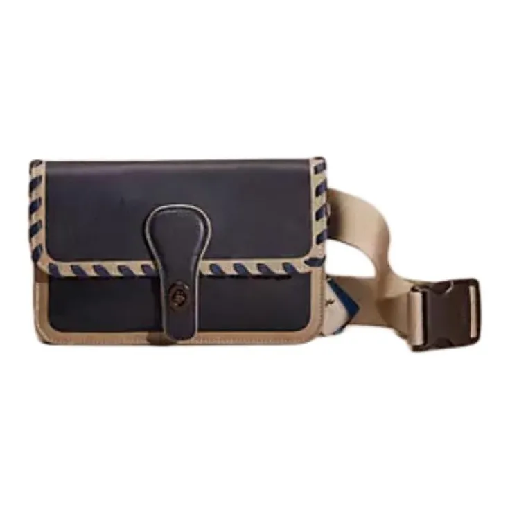 COACH Turnlock Glove Tanning Fanny Pack Women's Midnight Navy Matte Black Copper-0