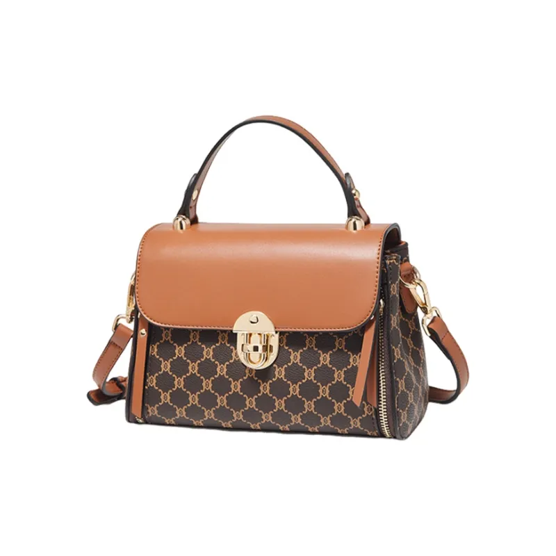 Marino Orlandi Synthetic Leather Kelly Bag Shoulder Bag Crossbody Bag Handbag Large Size Women's Coffee-2