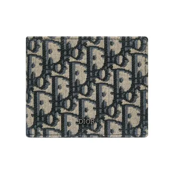 DIOR OBLIQUE Fabric Wallet Unisex Beige And Black
