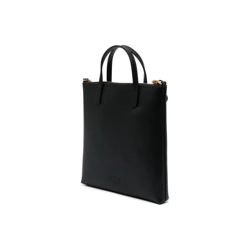 PINKO Calfskin Tote Bag, Shopping Bag, Shoulder Bag, Crossbody Bag, Handbag Trumpets Women's Black-3