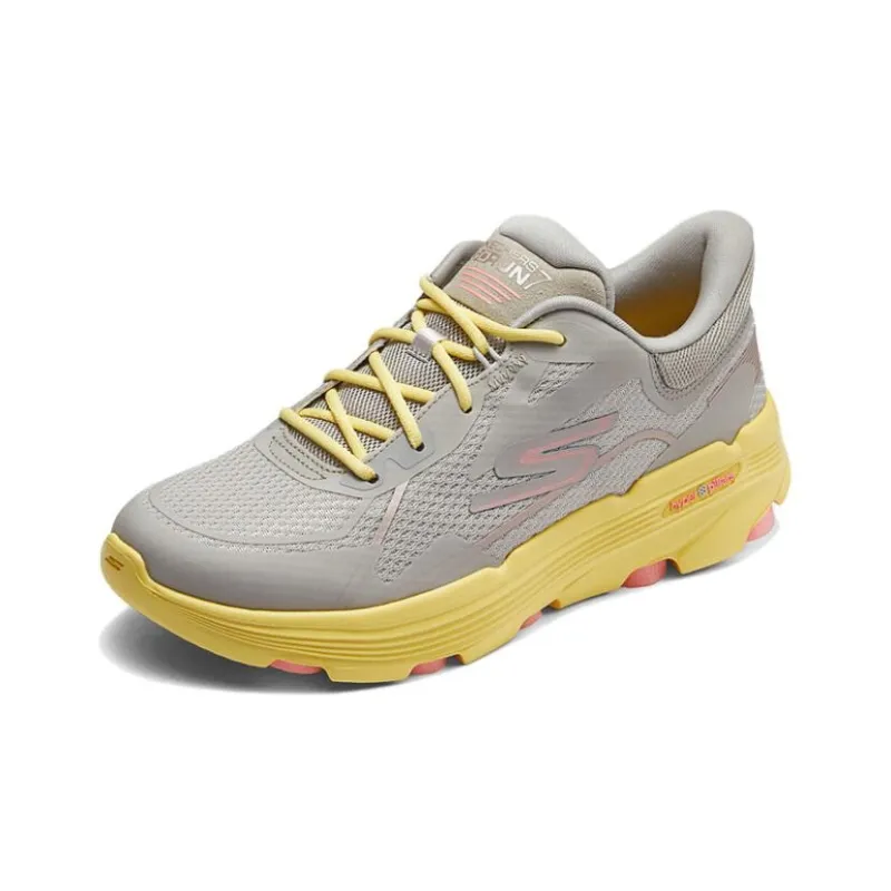 Skechers Slip Resistant Low Top Running Shoes Women's Gray Yellow-2