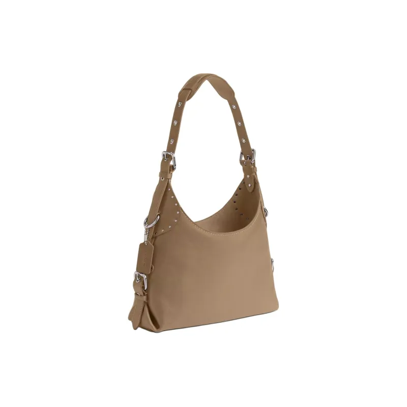 COACH Cargo Grain Leather Handbag, Shoulder Bag Large Size Women's Silver & Pebble-1