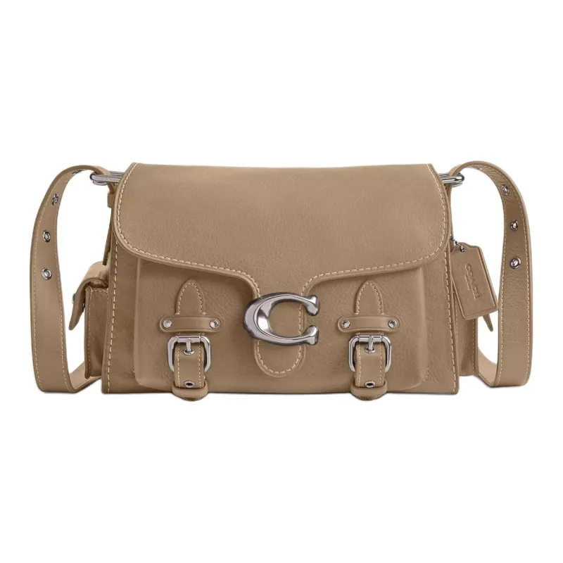 COACH Tabby Grain Leather Shoulder Bag, Crossbody Bag Medium Size Women's Silver & Pebble-0