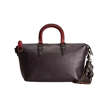 COACH Cara Eggstone Grain Leather Portable One Shoulder Crossbody Bag Large Size Women's Black