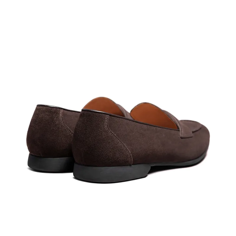 THOM WILLS Suede Slip on Loafers Men's Dark Coffee-2