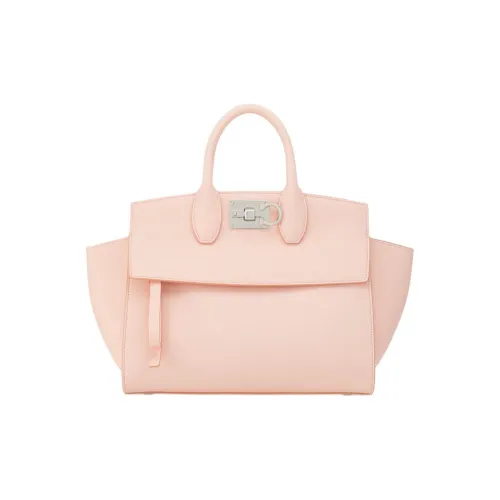 FERRAGAMO Studio Embossed Calfskin Handbag Small Size Women's Nylon Pink