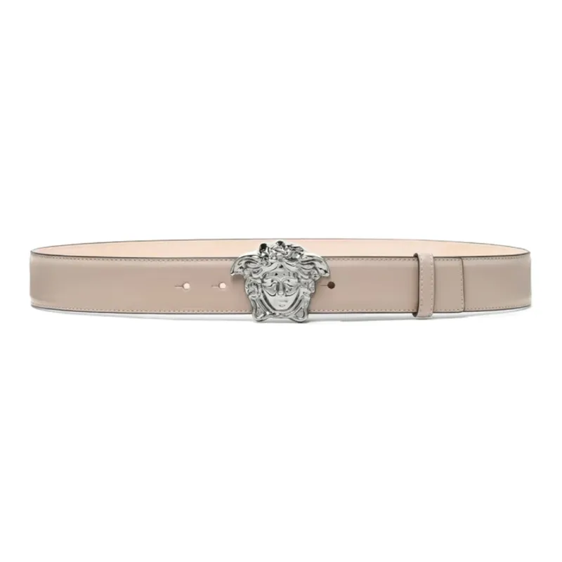 VERSACE Medusa Styling Leather Belts Men's Beige Width  4CM-0