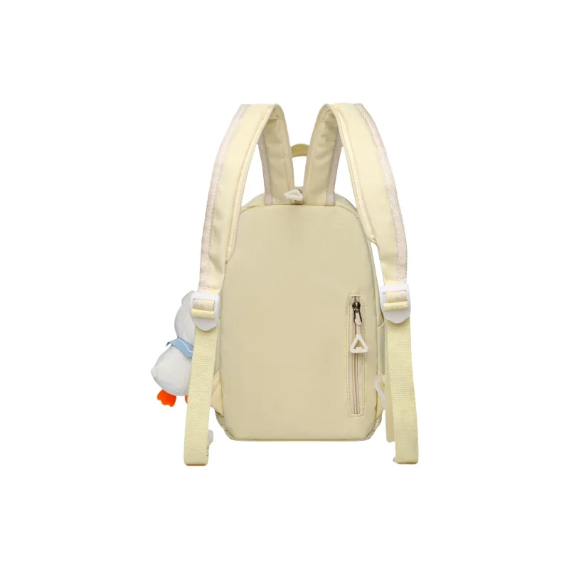 FAMAN Nylon Fabric Backpack Small Size Women's Ecru/Black/Yellow/Green-11