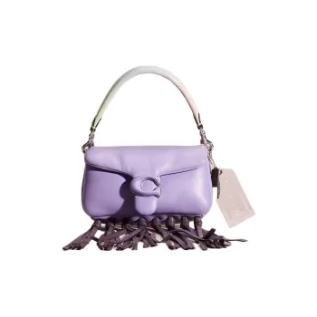 COACH Pillow Nappa Leather Portable Crossbody Bag Shoulder Bag Small Size Women's Silver & Light Purple