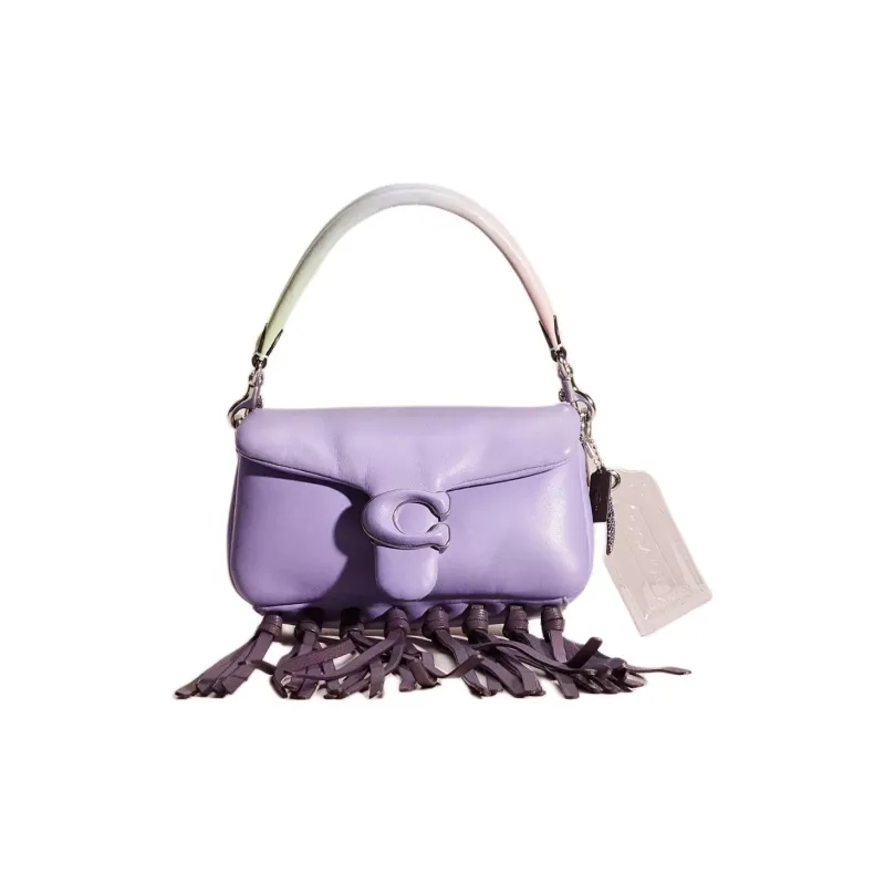 COACH Pillow Nappa Leather Portable Crossbody Bag Shoulder Bag Small Size Women's Silver & Light Purple-0