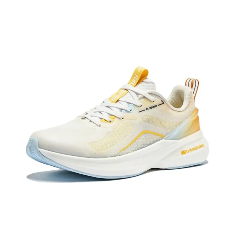 QIAODAN Popularity 12 Slip Resistant, Breathable, And Resilient Low Top Running Shoes Men's White Yellow-2