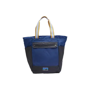 Patagonia Cotton Plain Weave Woven Fabric Tote Bag Shopping Bag Shoulder Bag Handbag Regular Unisex Marine Blue & Black