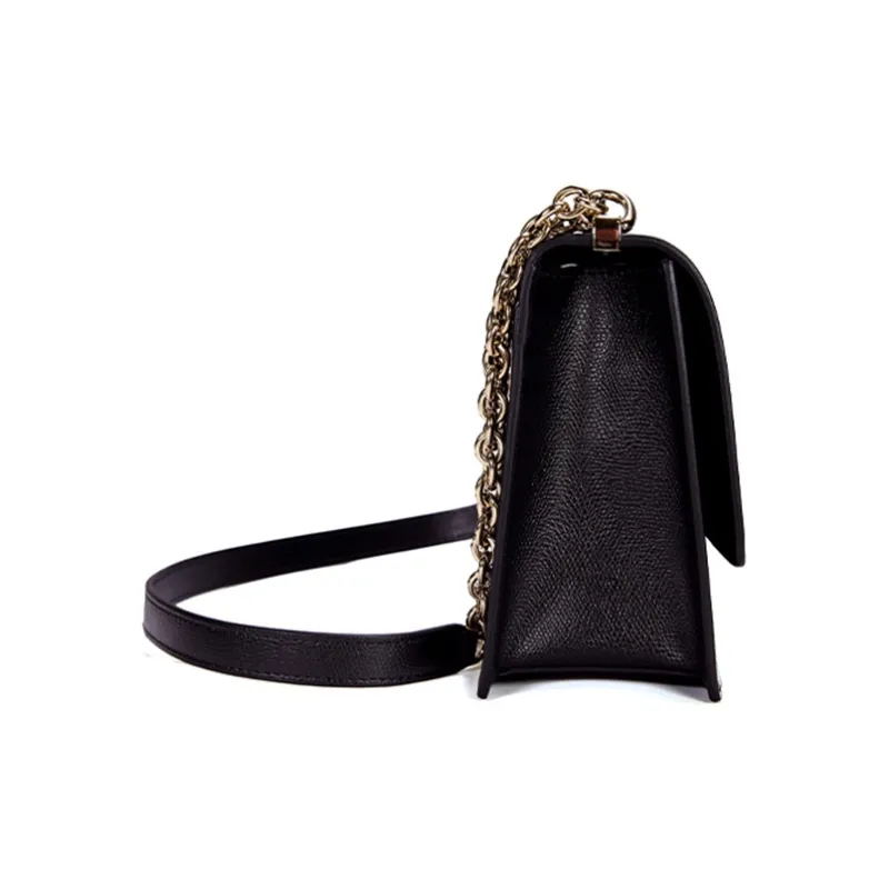 Furla Textured Leather Small Square Bag Shoulder Bag Trumpets Women's Black-3