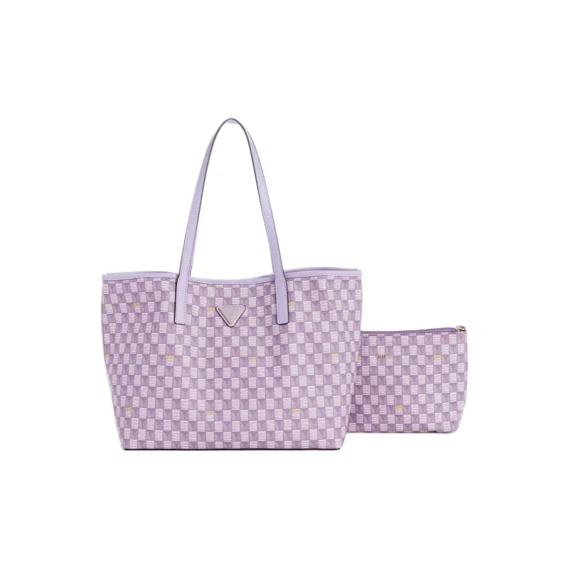 GUESS Artificial Leather Combo Bag Tote Bag Shopping Bag Shoulder Bag Handbag Women's Purple-0