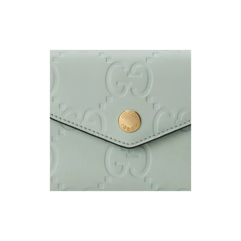 GUCCI Leather Wallet Medium Size Women's Light Green-6