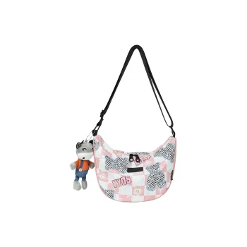 FAMAN Nylon Fabric Crossbody Bag Women's Black/Light Green/Pink/Orange Yellow