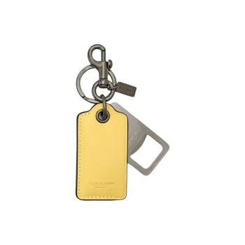 COACH Calfskin Bottle Opener Bag Accessory Women's Vintage Yellow