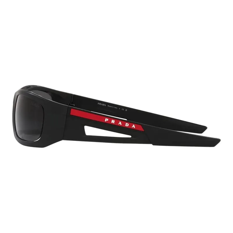 PRADA Acetate Rectangular Sunglasses Unisex Black-2