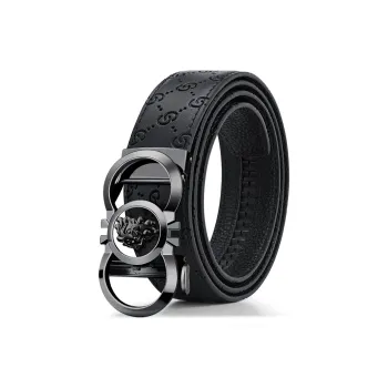 WilliamPOLO Cow Leather Leather Belts Men's Dark Gunmetal Width: 3.5cm