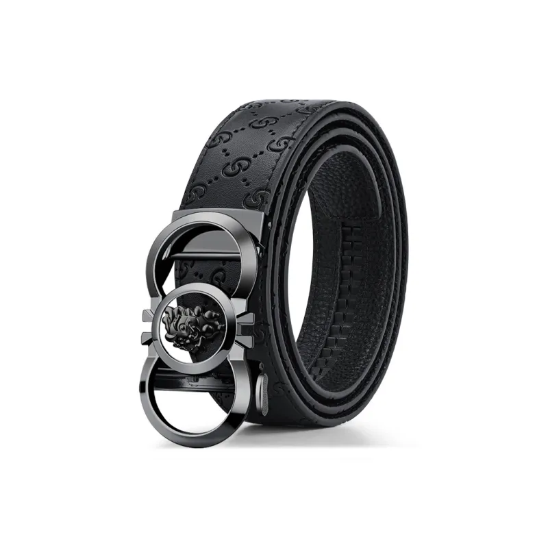 WilliamPOLO Cow Leather Leather Belts Men's Dark Gunmetal Width  3.5cm-0