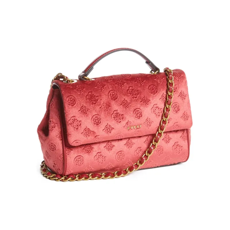 GUESS Velvet Handbag Shoulder Bag Crossbody Bag Women's Red-1