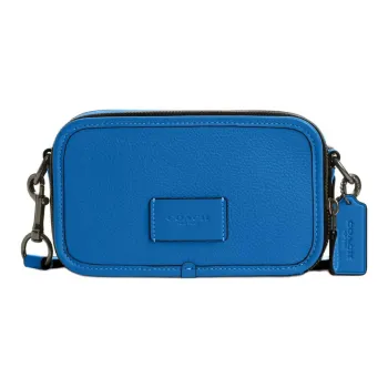 COACH Leather Camera Bag, Shoulder Bag, Crossbody Bag Trumpets Women's Cannon Copper & Bright Blue