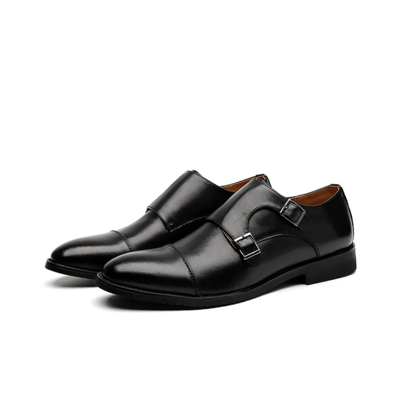 GZZ Dress Shoes Men Low Top Black-1