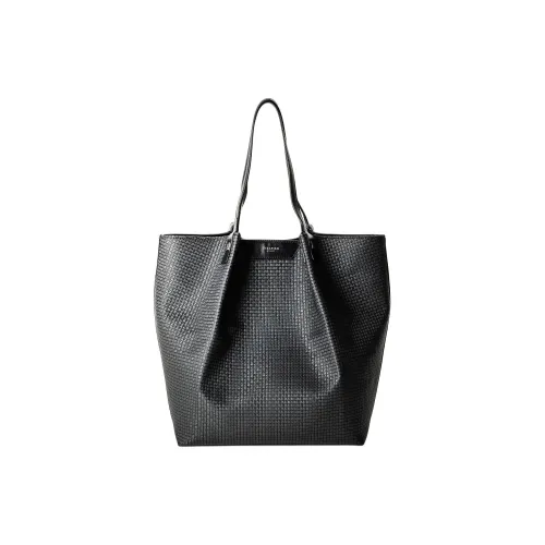 Serapian Coated Canvas With Calfskin Tote Bag Shopping Bag Shoulder Bag Handbag Men's Asphalt Gray With Black Accents