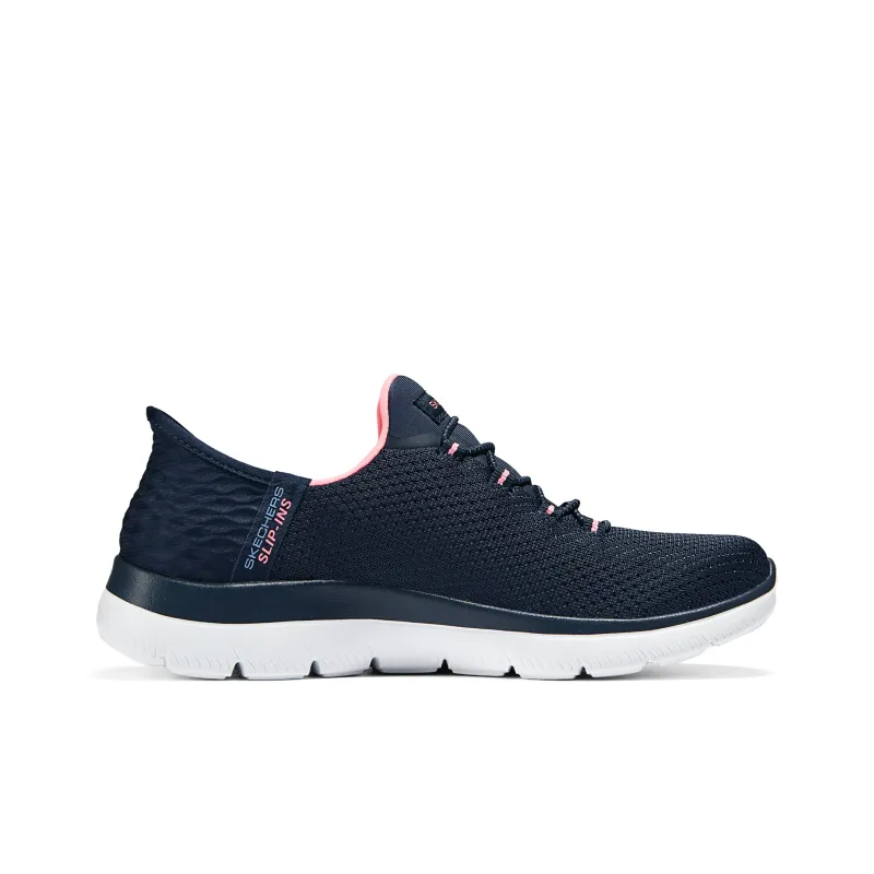 Skechers Hands Free Slip Ins Anti Slip Wear Resistant Low Top Casual Shoes Women's Blue Pink-1