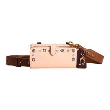COACH Premium Calfskin Shoulder Bag Crossbody Bag Wallet Women's Blush Color
