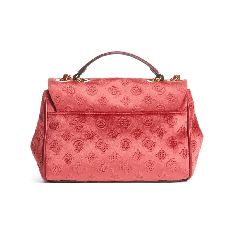 GUESS Velvet Handbag Shoulder Bag Crossbody Bag Women's Red-2