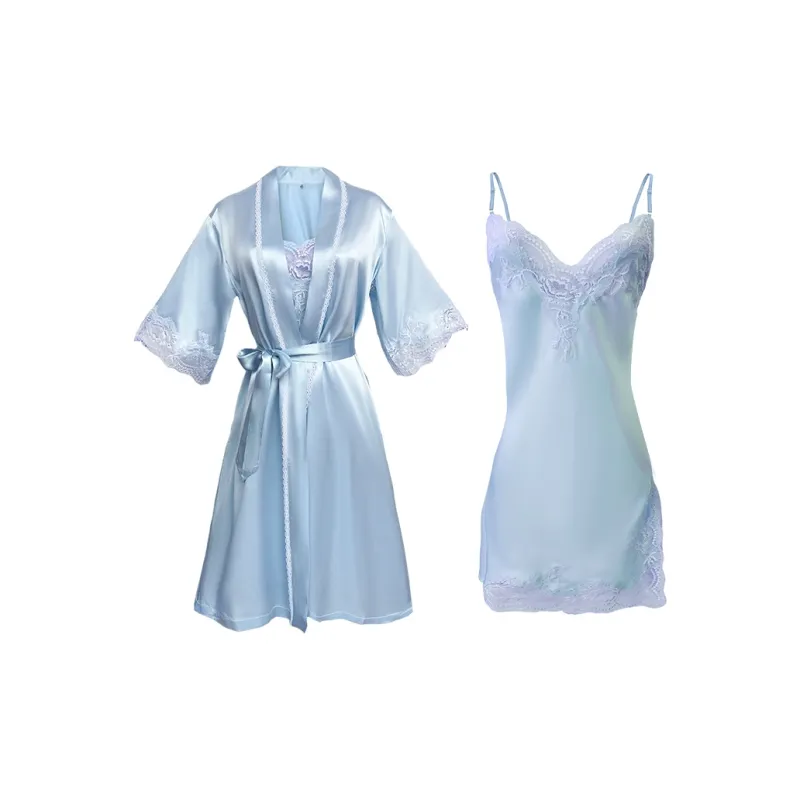 Imperial Palace Silk Loungewear Sexy Silk Pajama Robe Camisole Nightgown Pajama Set Women's-0