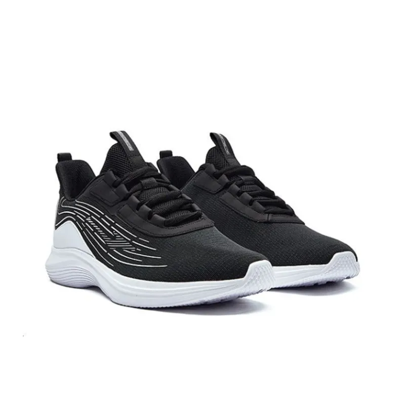 Erke Cushioning, Slip Resistant, And Abrasion Resistant Low Top Running Shoes Men's Black White-3