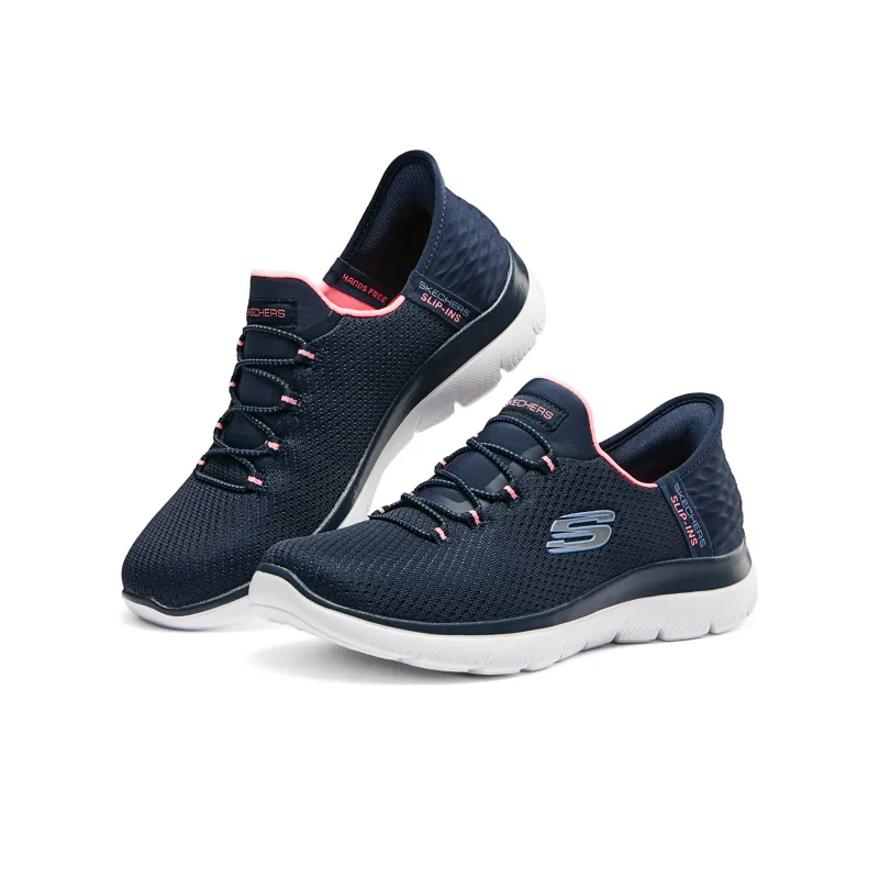Skechers Hands Free Slip Ins Anti Slip Wear Resistant Low Top Casual Shoes Women's Blue Pink-3