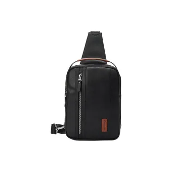 BISON DENIM Cow Leather Sling Bag Shoulder Bag Crossbody Bag Regular Men's Black
