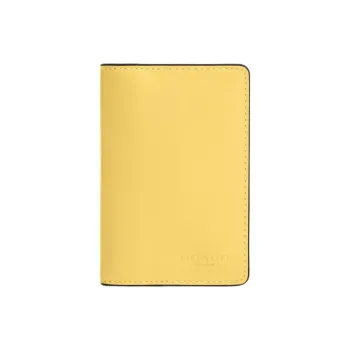 COACH Calfskin Coin Purses Wallets Mini Women's Gunmetal With Vintage Yellow Accents